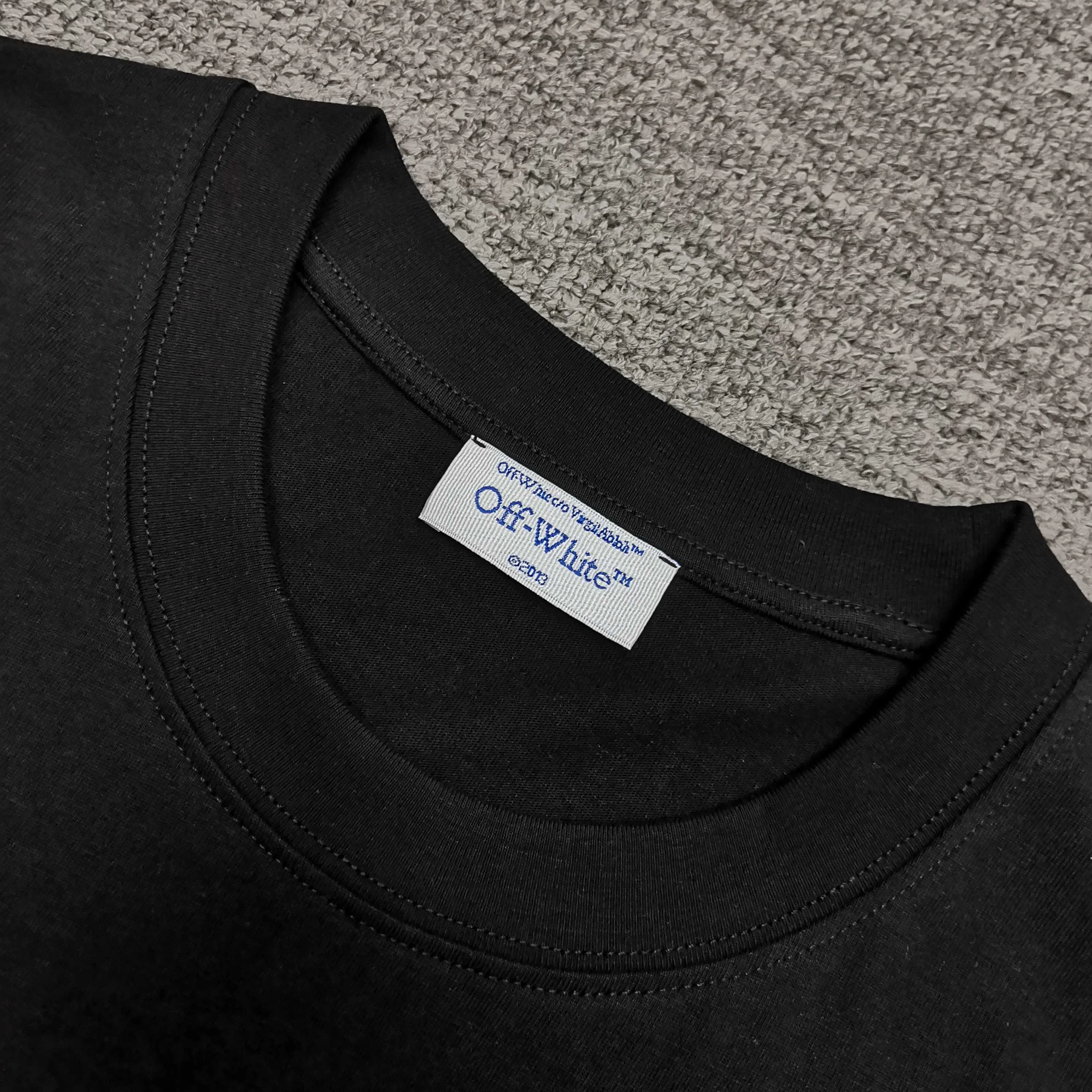 Top version ❤️off white new loose version blue letter short-sleeved T-shirt Size: S M L XL Color: Black White P240
